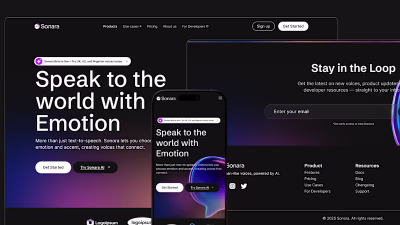 Cover image for Sonara - AI Platform Landing Page