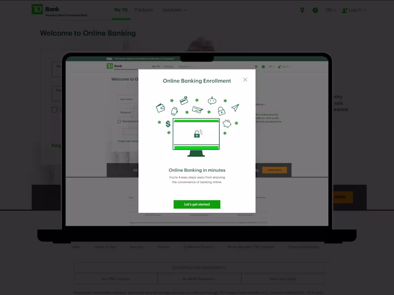 Cover image for Redesign of TD Bank's Online Banking Enrollment