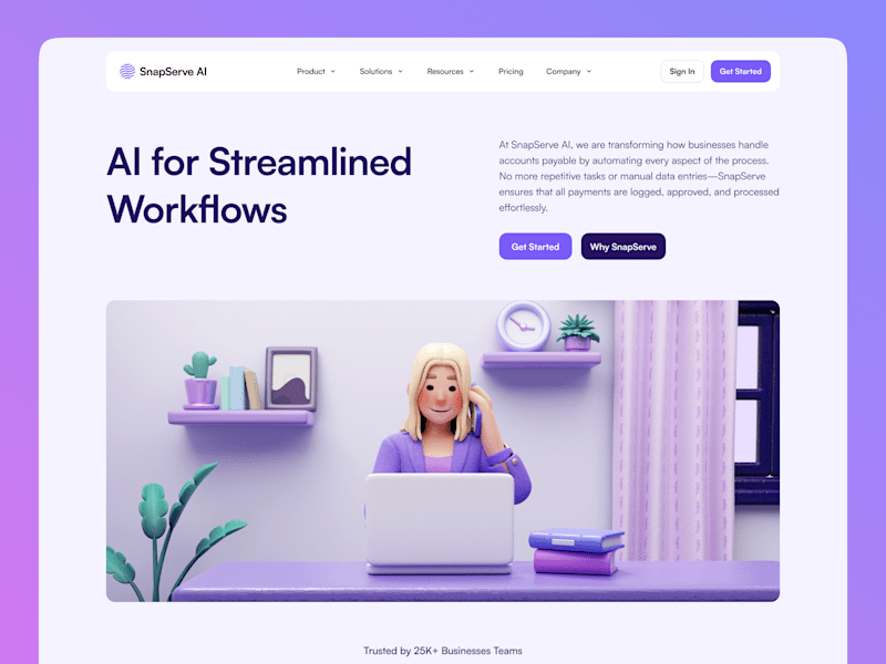 Cover image for SnapServe AI Landing Page Design