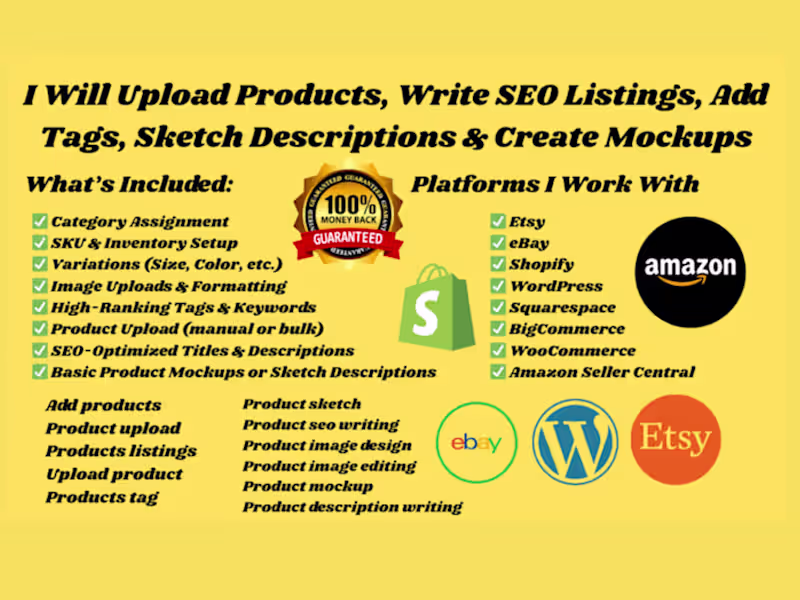 Cover image for I will add upload product to shopify tag description seo writing