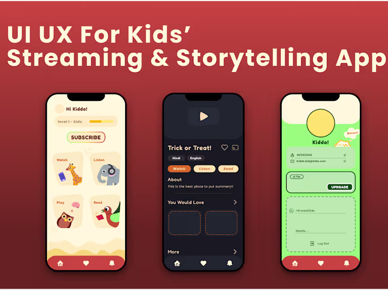 Cover image for UI/UX for a Kids’ Streaming & Storytelling Mobile App