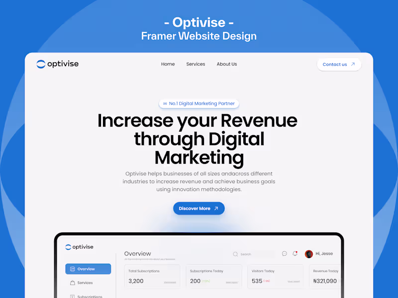 Cover image for Optivise Landing Page Design and Development