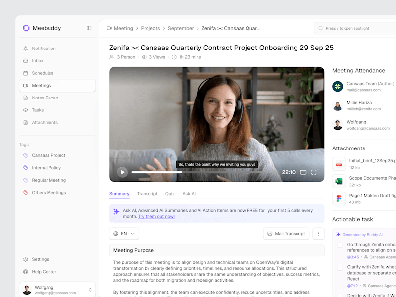 Cover image for Meebuddy - AI Note Taking Dashboard