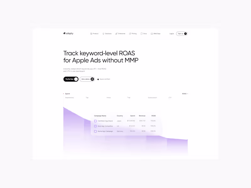 Cover image for Adapty - Apple Ads Manager | Web Design