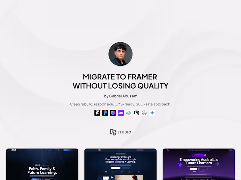 Cover image for Framer Migration (Webflow / WordPress / Custom → Framer)