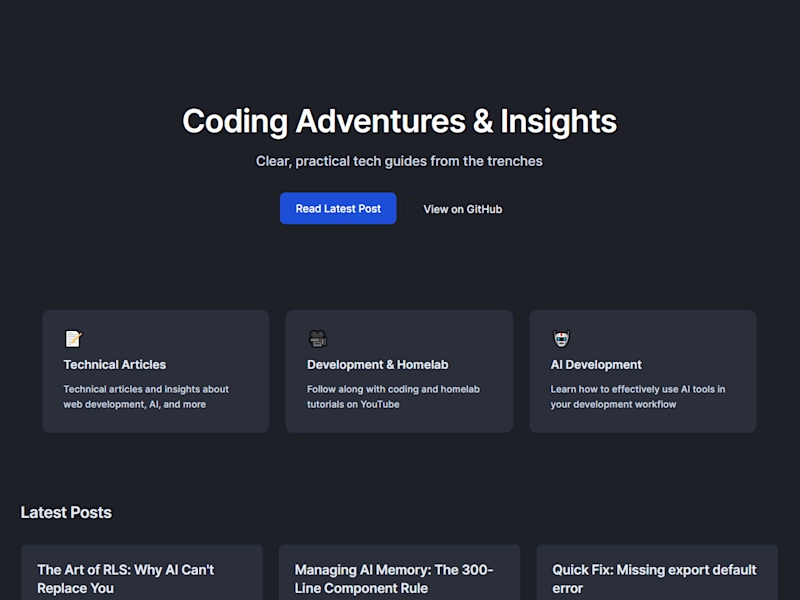 Cover image for Tech and AI focused personal blog