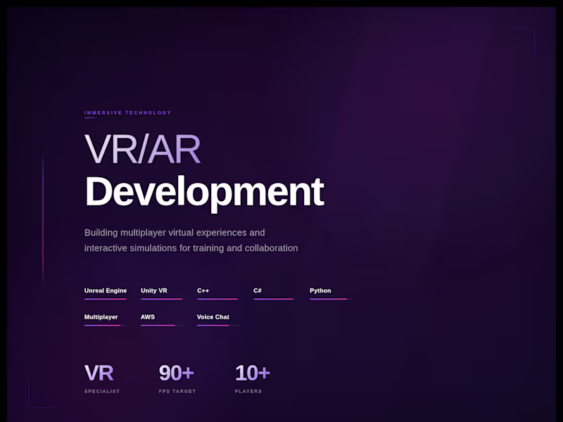 Cover image for VR/AR Development - Multiplayer & Interactive Experiences
