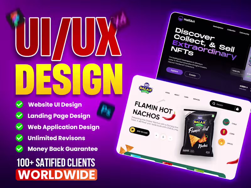 Cover image for Website and landing page UI UX design with prototype in Figma