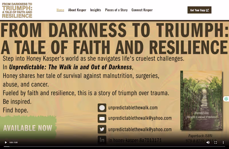 Cover image for Unpredictable: The Walk In and Out of Darkness