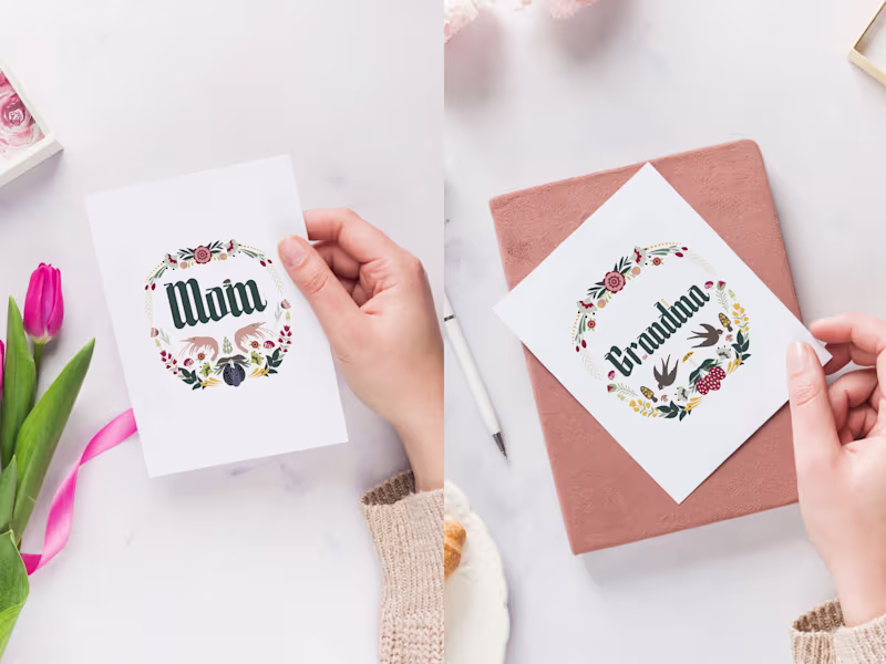 Cover image for Personalized Scandinavian Folk Art Monogram Cards