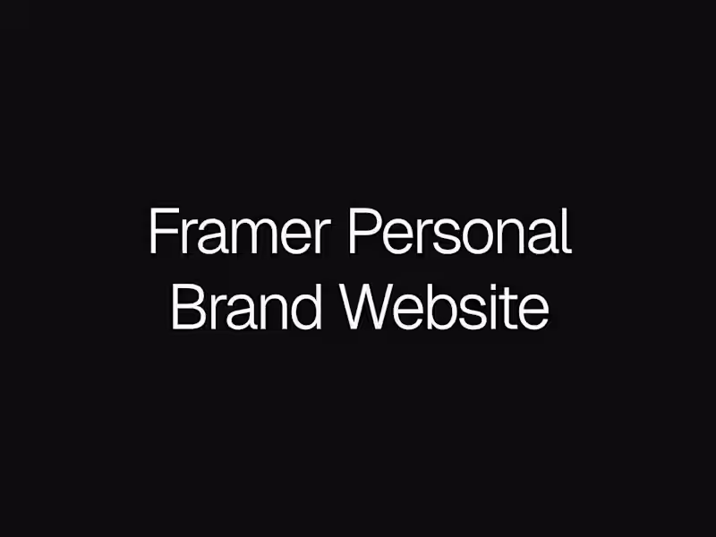 Cover image for Framer Consultant Website