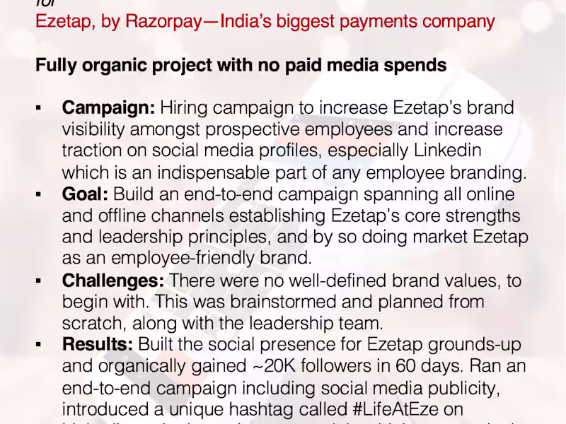 Cover image for BRANDING for Ezetap, by Razorpay—India’s biggest payment company