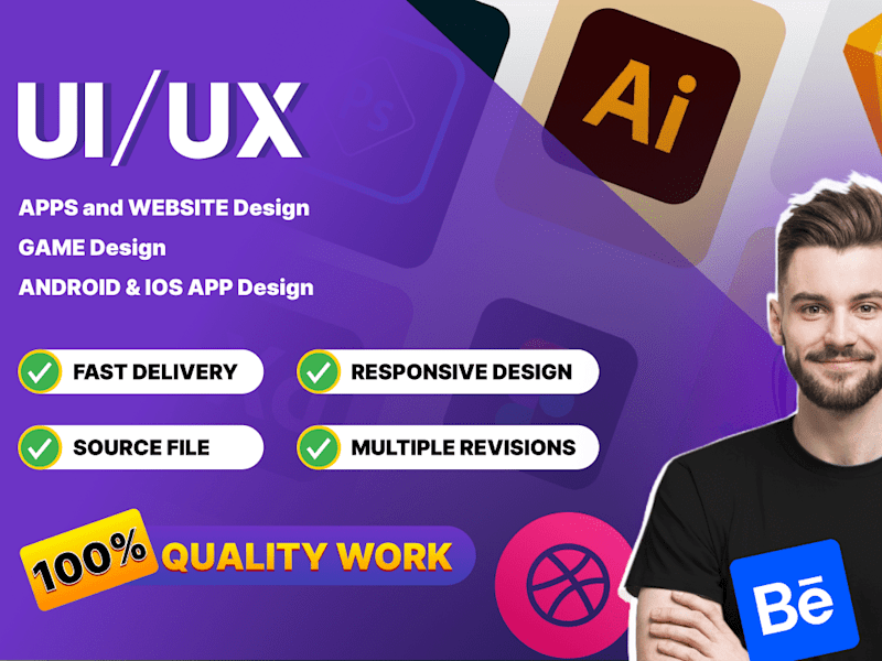 Cover image for I will do modern website ui ux design, mobile app ui ux design