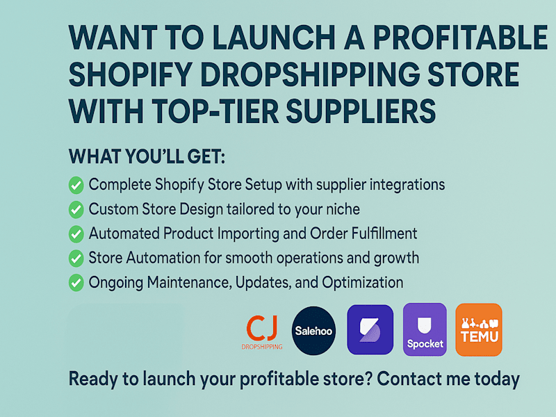 Cover image for build shopify dropshipping via aliexpress  salehoo spocket doba