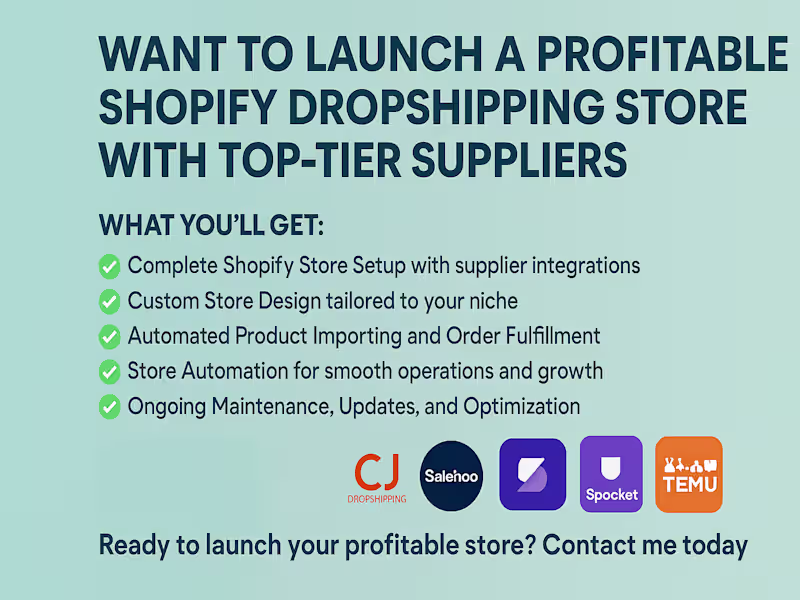 Cover image for build shopify dropshipping via aliexpress  salehoo spocket doba