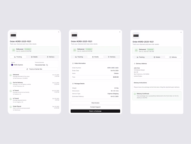 Cover image for Shipment Tracking dialog component ✨