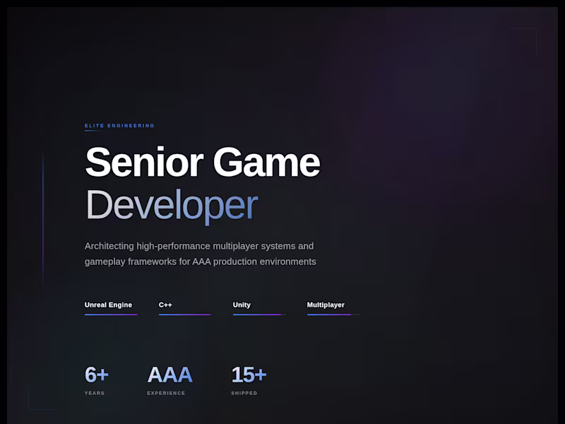 Cover image for Unreal Engine Specialist - AAA Gameplay & Network Systems