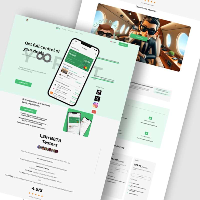 Cover image for webflow landing page for YoorCut app