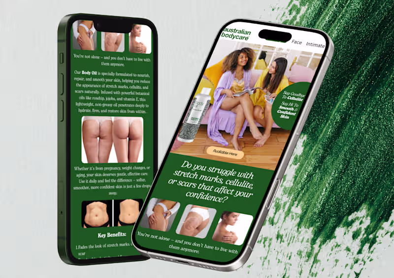 Cover image for Australian Bodycare Body Oil Landing Page Design