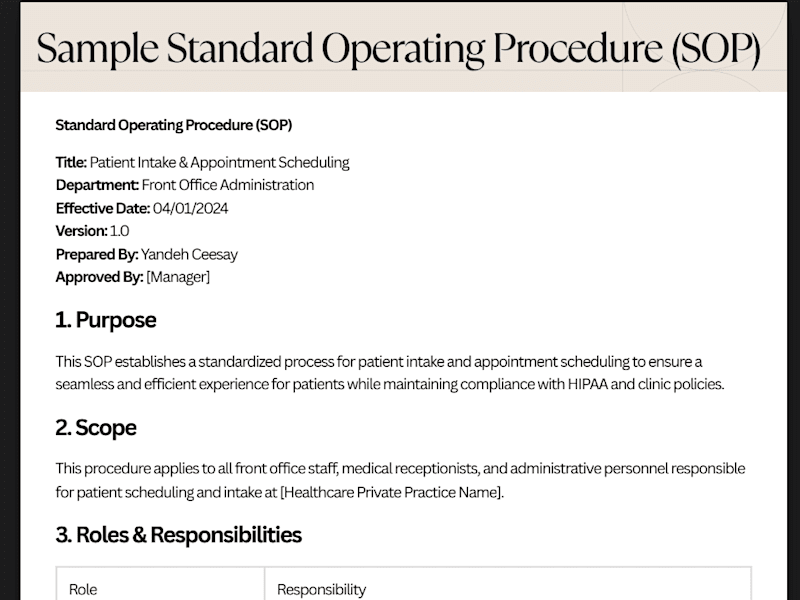 Cover image for Standard Operating Procedure (SOP)