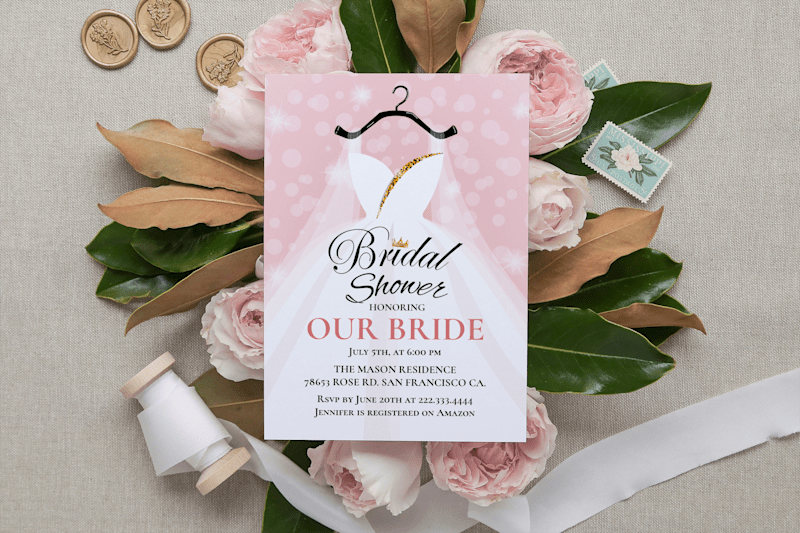 Cover image for Pink & Gold Wedding Dress Bridal Shower Design