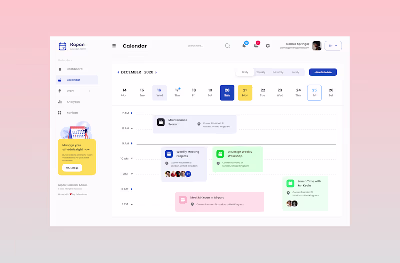 Cover image for Just designed a Calendar Dashboard
