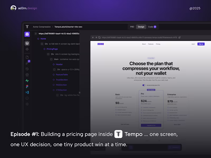 Cover image for Designing in public using Tempo, one episode at a time. For ...