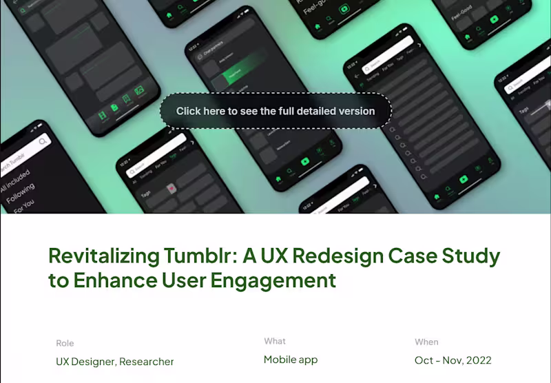 Cover image for UX Case Study about redesigning Tumblr
