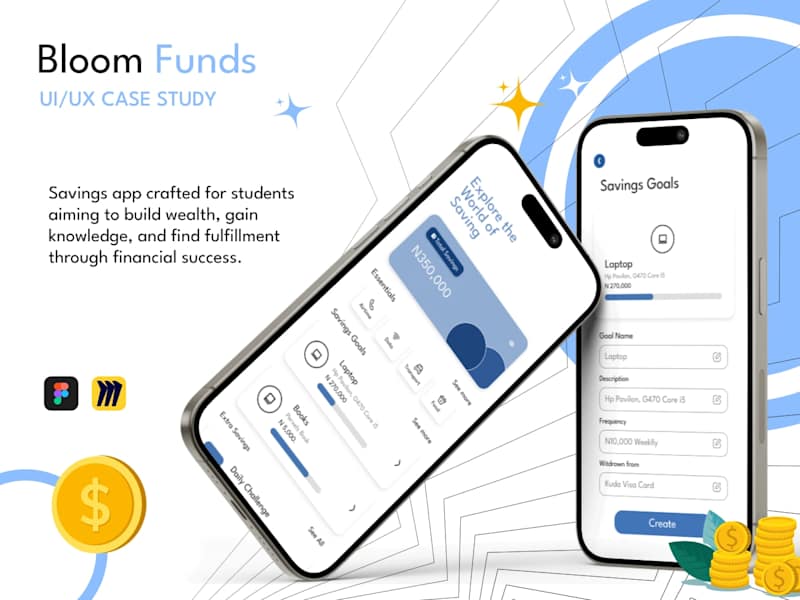 Cover image for Fintech Saving App Bloom Funds: Behance