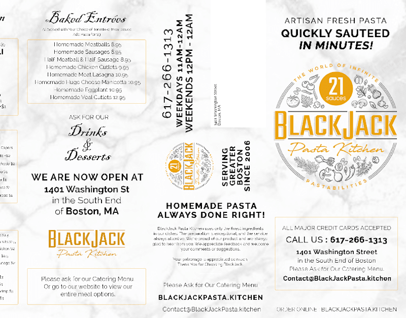 Cover image for BlackJack Pasta Menu Design
