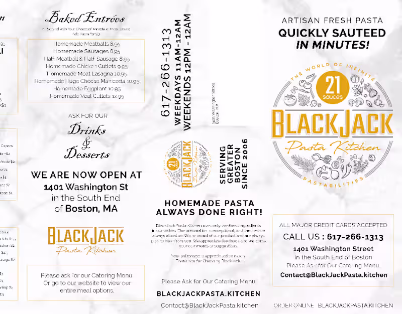 Cover image for BlackJack Pasta Menu Design