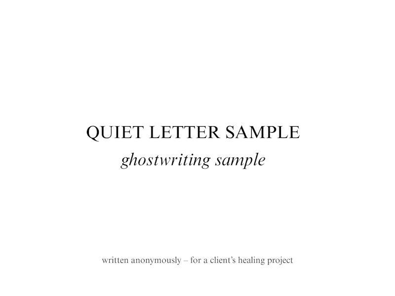 Cover image for Quiet Letter Sample – Ghostwriting for Women’s Brands