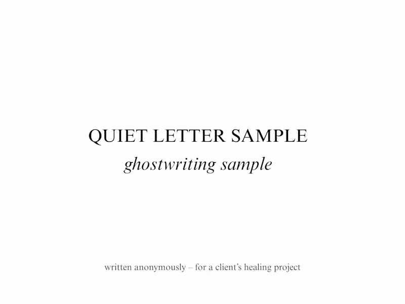 Cover image for Quiet Letter Sample – Ghostwriting for Women’s Brands