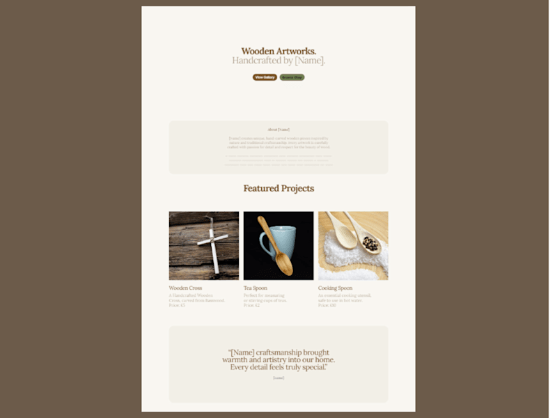 Cover image for Woodcarving Static Landing Page Design
