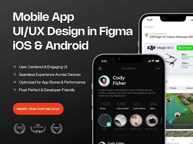 Cover image for Custom Mobile App UI/UX Design in Figma – iOS & Android