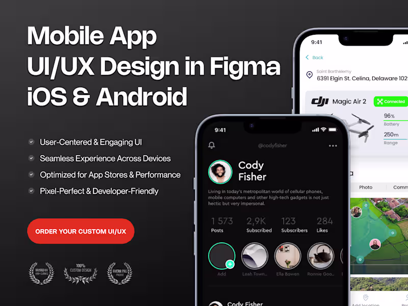 Cover image for Custom Mobile App UI/UX Design in Figma – iOS & Android