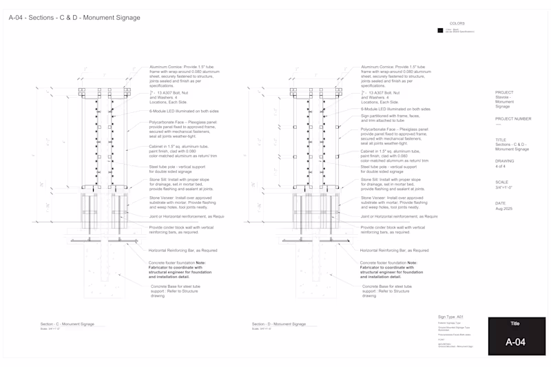 Cover image for Monument signage shop drawing package submitted. Precise, co...