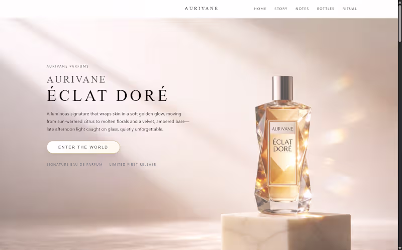 Cover image for Aurivane — Editorial Fragrance Website Overview An editorial...