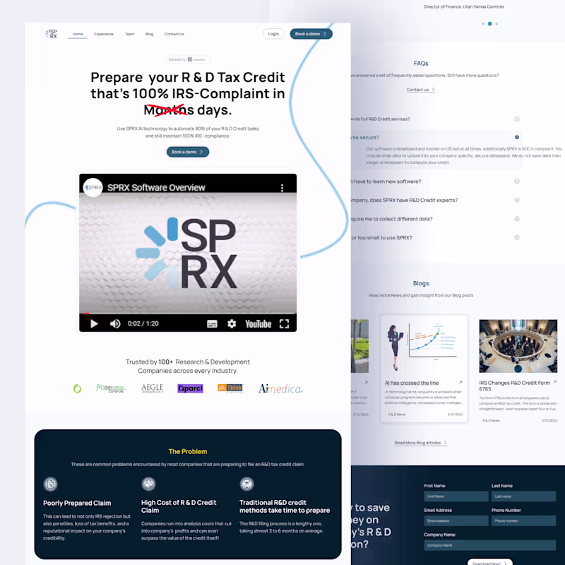 Cover image for Saas Landing Page design -SPRX
