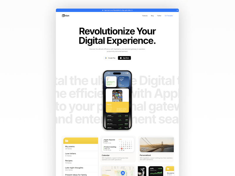 Cover image for Grion — Framer Mobile App Website