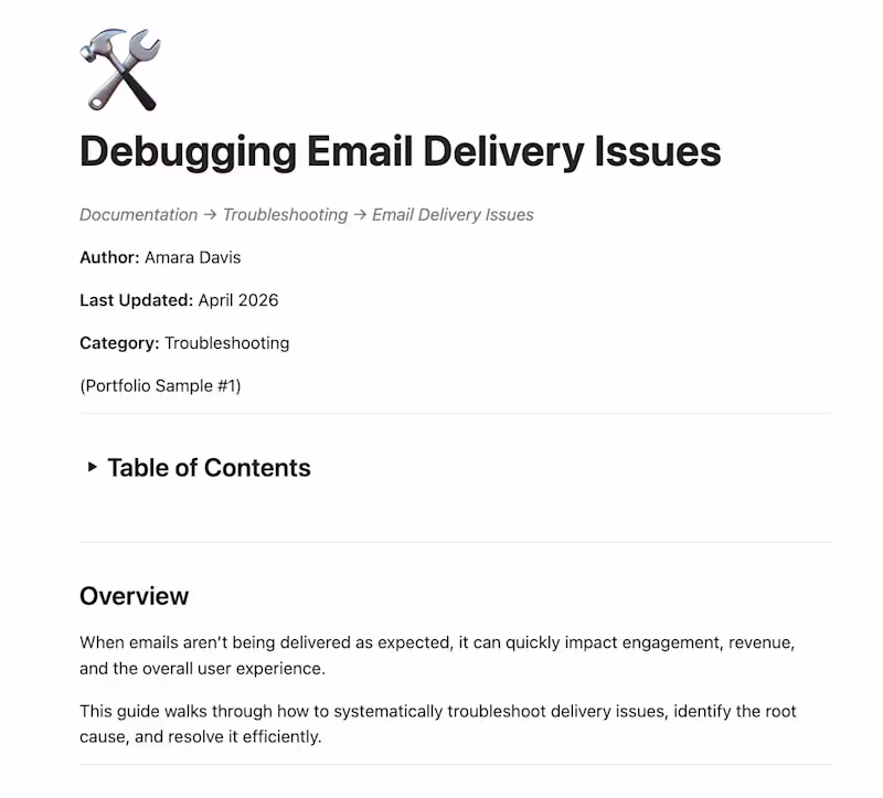 Cover image for Example Documentation for Email Delivery