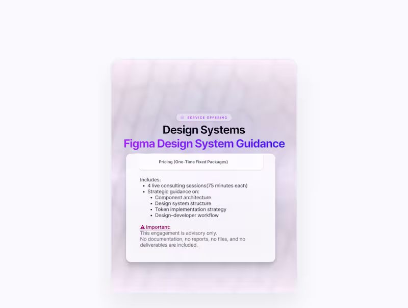 Cover image for Figma Design System Guidance (Pricing One-Time Fixed Packages)
