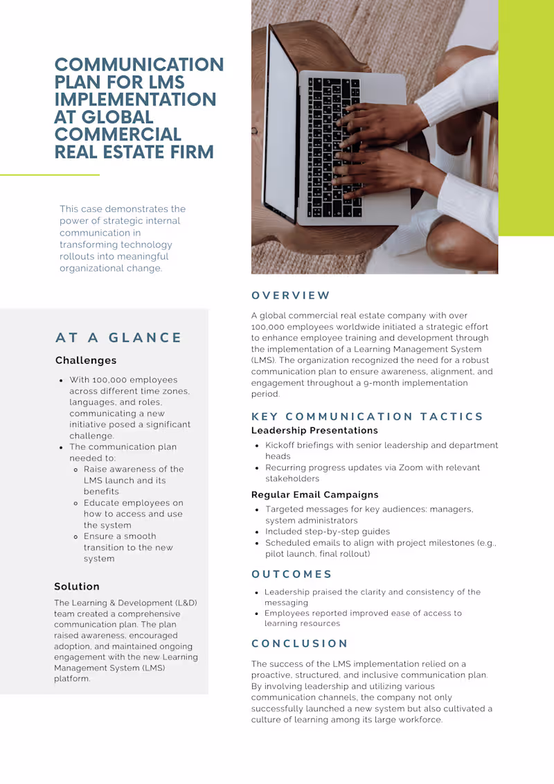 Cover image for Communication Plan for LMS Implementation