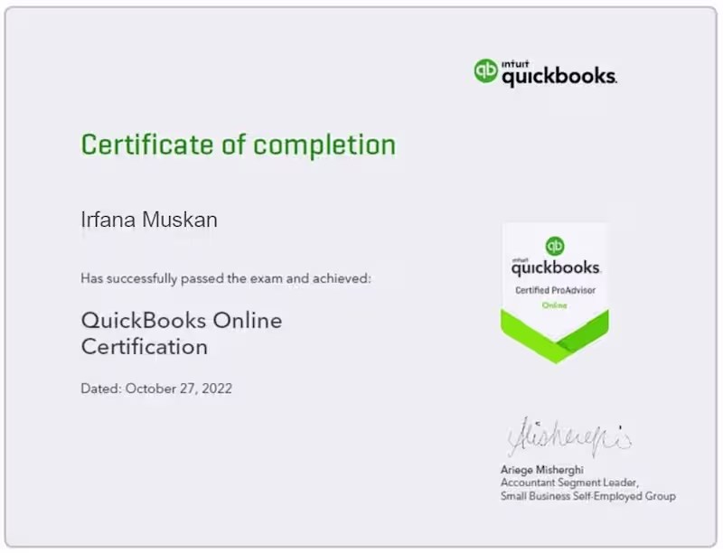 Cover image for Quickbook Online Certified Proadvisor