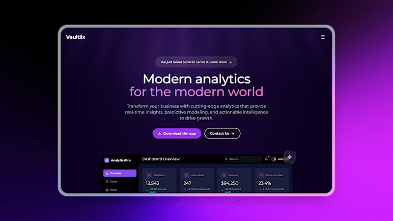 Cover image for Vaultlix - SaaS Landing Page