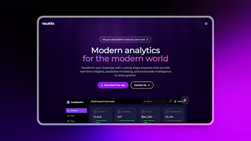 Cover image for Vaultlix - SaaS Landing Page