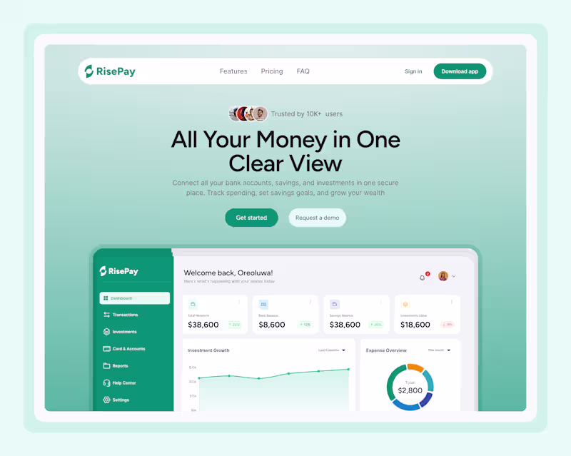 Cover image for UI/UX Design for Fintech - Website, Mobile and Web App
