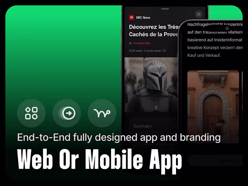 Cover image for Full App Design End-to-End for website or mobile apps