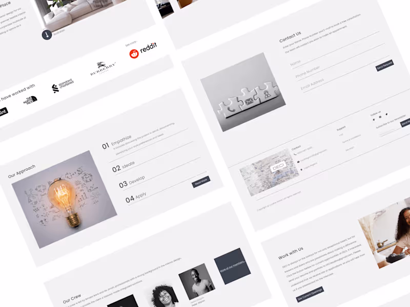 Cover image for DECI Interiors website: Web design