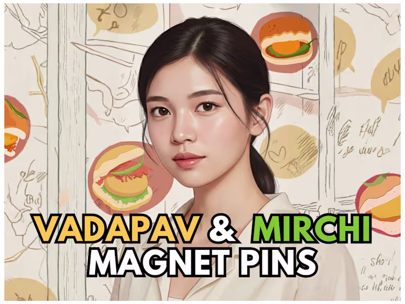 Cover image for Custom Magnet Pin Designs - Vadapav & Mirchi